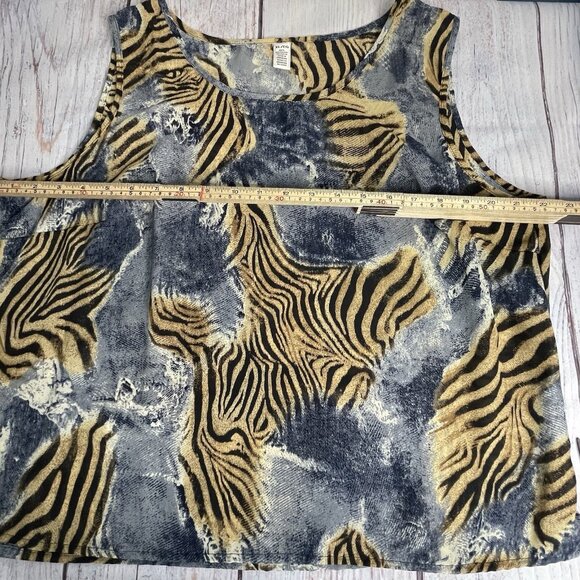 Covington Woman’s Blouse & Tank Set Size XL Blue Animal Print Safari Office Work - Picture 16 of 16